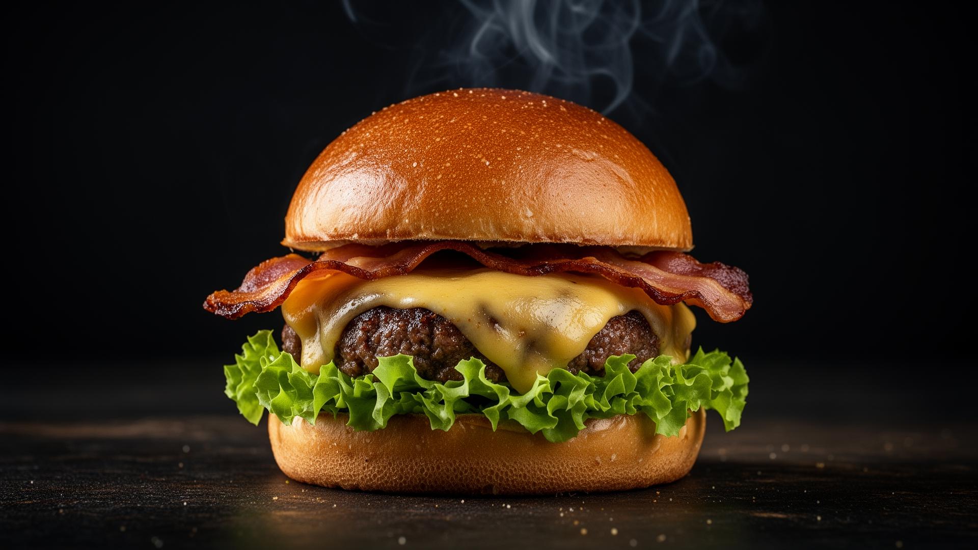 Hambúrguer artesanal com bacon e queijo